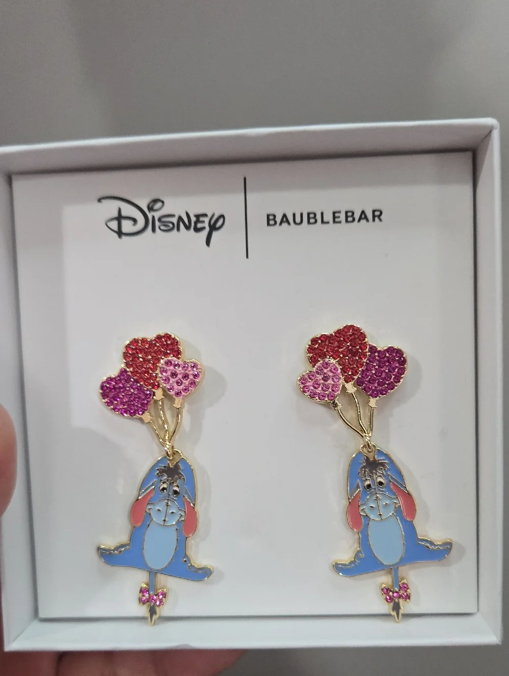Disney x BaubleBar Eeyore Balloon Drop Earrings - Blue & Pink New - Picture 1 of 4